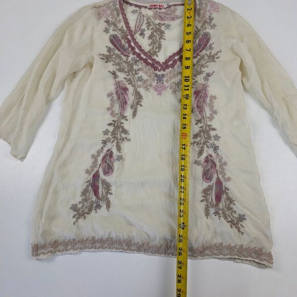Johnny Was Embroidered Floral Tunic Top Womens Sz XS - Picture 3 of 9